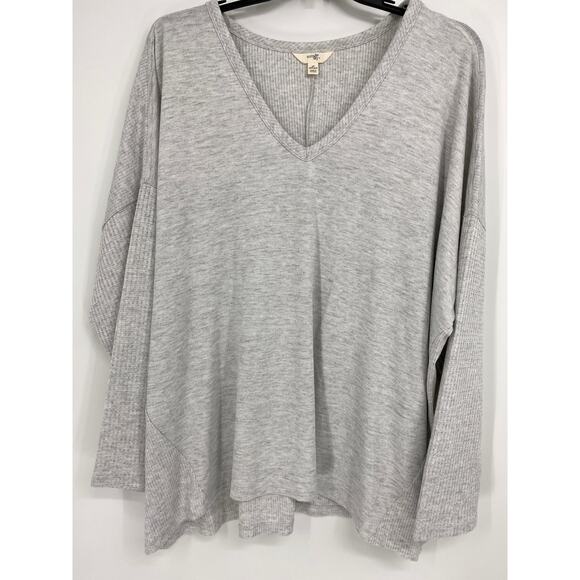 Terra & Sky Womens Gray Vneck Thermal Rib Shirt Top Sweater NEW 4X - Picture 10 of 11